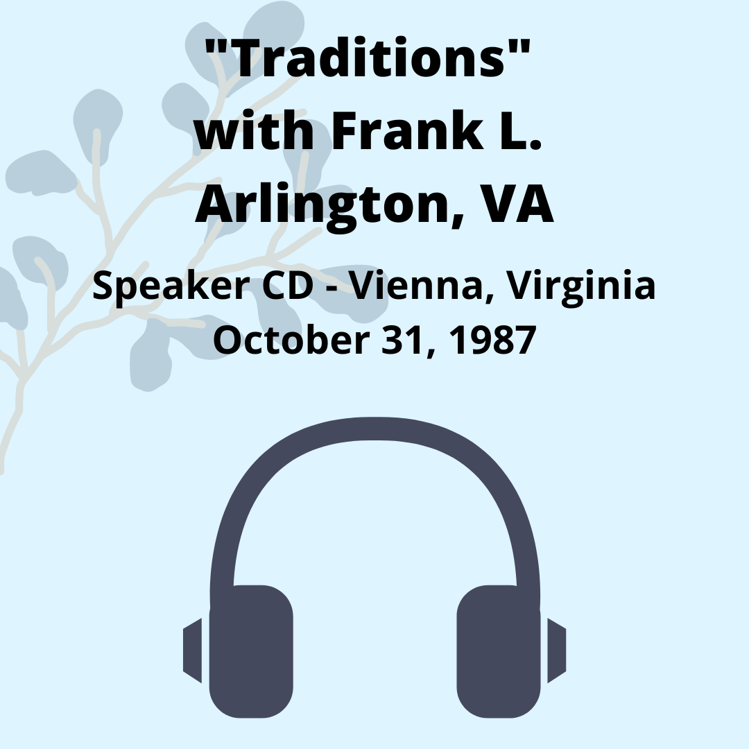 Frank L. from Arlington, VA: "Traditions" Speaker CD - Click Image to Close